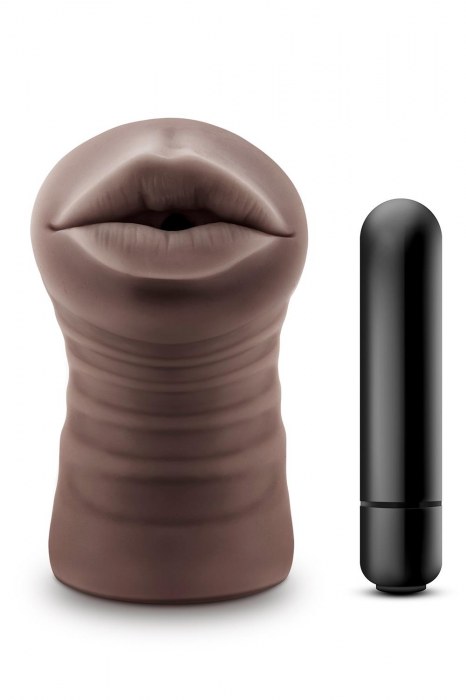 Коричневый мастурбатор-ротик Krystal Vibrating Masturbator - Blush Novelties - в Кисловодске купить с доставкой