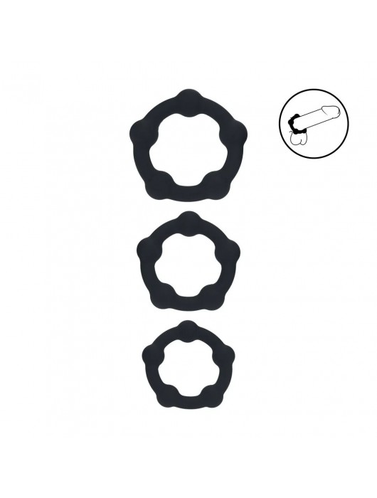 Набор из 3 эрекционных колец Beaded Silicone Cockring Set - Shots Media BV - в Кисловодске купить с доставкой