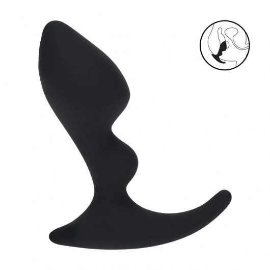 Черная анальная пробка для массажа простаты Double Ripple Silicone Prostate Massager - Shots Media BV - в Кисловодске купить с доставкой