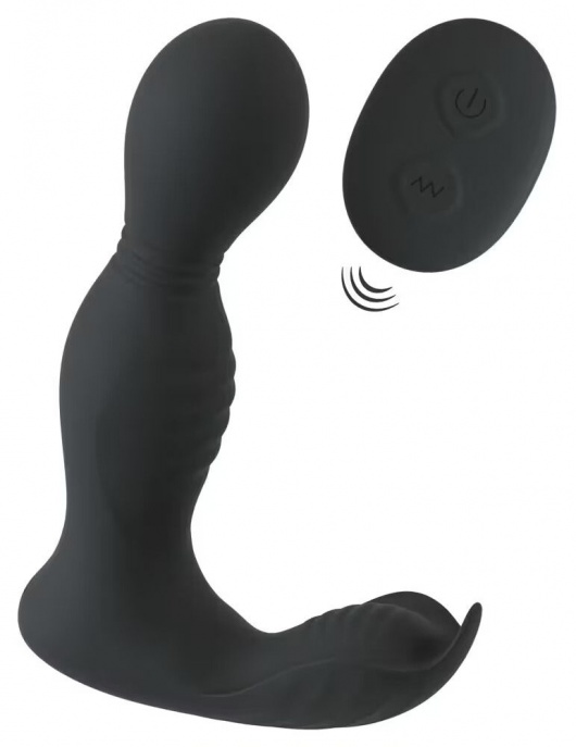 Черная анальная пробка с вибрацией, вращением и пультом ДУ RC Butt Plug with 2 Functions - Orion - в Кисловодске купить с доставкой