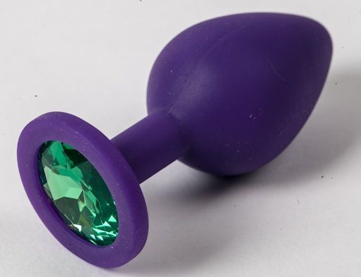Фиолетовая силиконовая пробка с зеленым кристаллом - 9,5 см. - 4sexdreaM - купить с доставкой в Кисловодске