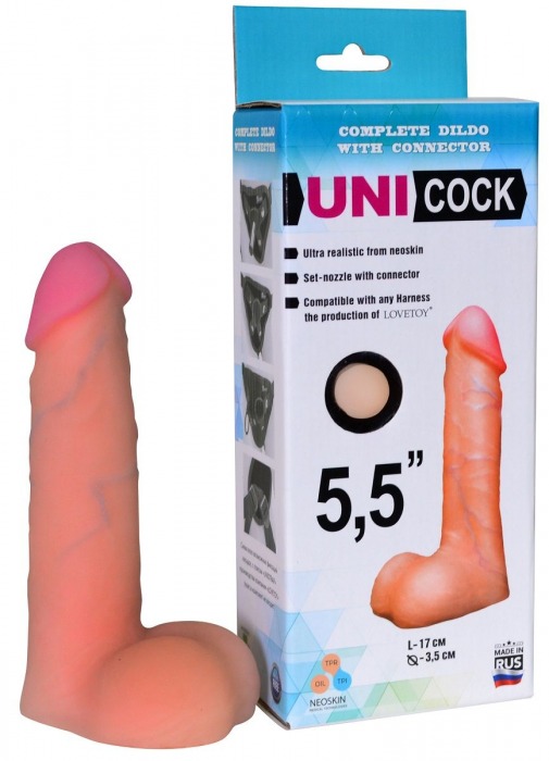 Фаллическая насадка Харнесс UNICOCK 5,5  - 17 см. - LOVETOY (А-Полимер) - купить с доставкой в Кисловодске