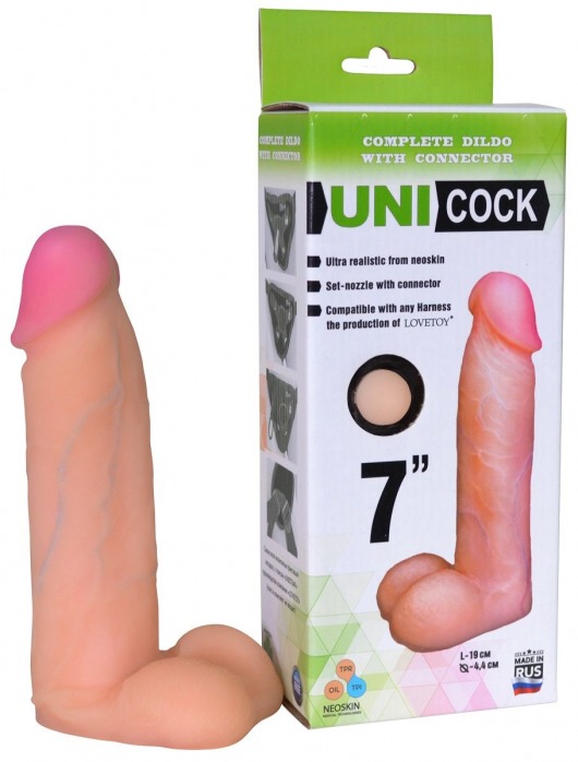 Фаллическая насадка Харнесс UNICOCK 7  - 19 см. - LOVETOY (А-Полимер) - купить с доставкой в Кисловодске