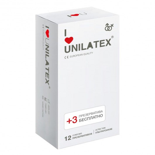 Ультратонкие презервативы Unilatex Ultra Thin - 12 шт. + 3 шт. в подарок - Unilatex - купить с доставкой в Кисловодске