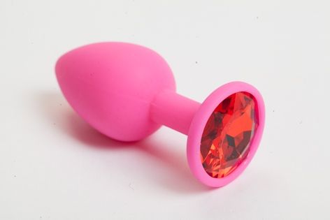 Розовая анальная пробка с красным кристаллом - 9,5 см. - 4sexdreaM - купить с доставкой в Кисловодске
