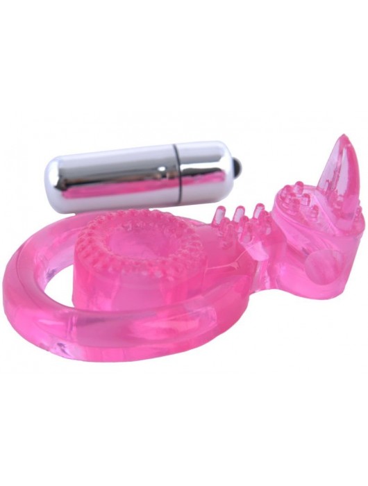 Розовая вибронасадка со стимулятор клитора   Язычок - Toyfa Basic - в Кисловодске купить с доставкой