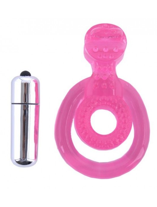 Розовая вибронасадка со стимулятор клитора   Язычок - Toyfa Basic - в Кисловодске купить с доставкой