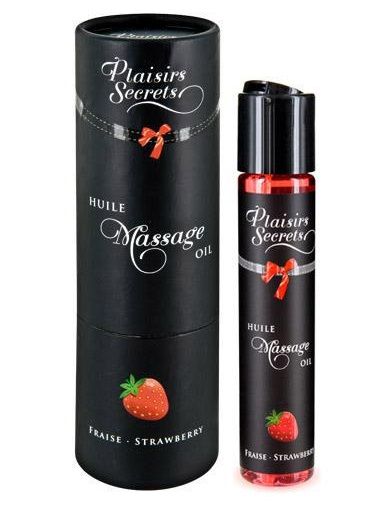 Массажное масло с ароматом клубники Huile de Massage Gourmande Fraise des Bois - 59 мл. - Plaisir Secret - купить с доставкой в Кисловодске
