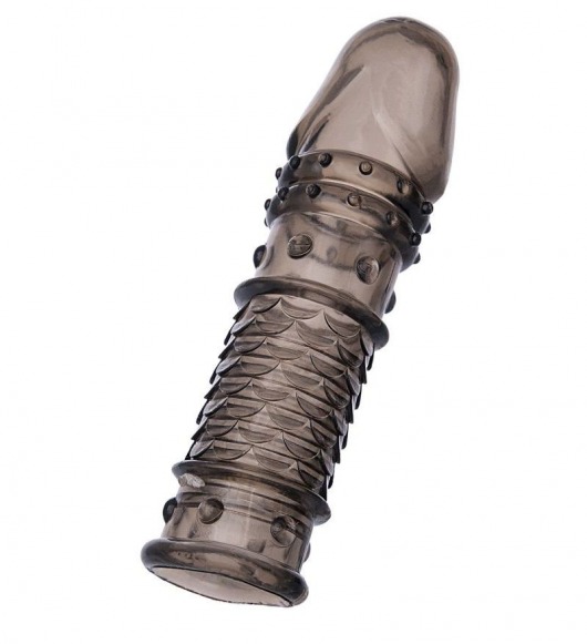 Дымчатая закрытая насадка ToyFa XLover с чешуйками и пупырышками - 13,5 см. - ToyFa - в Кисловодске купить с доставкой