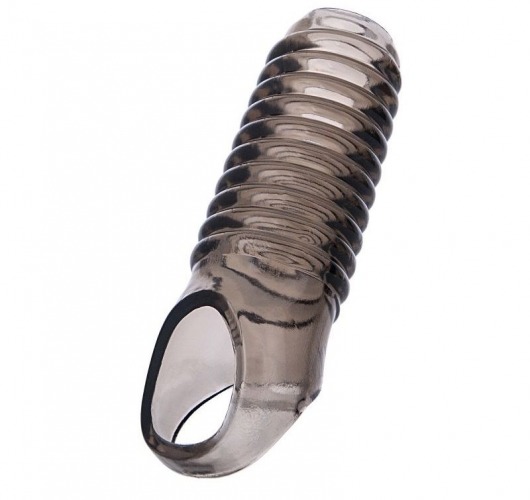 Дымчатая насадка с рёбрышками и подхватом мошонки ToyFa XLover - 12,5 см. - ToyFa - в Кисловодске купить с доставкой