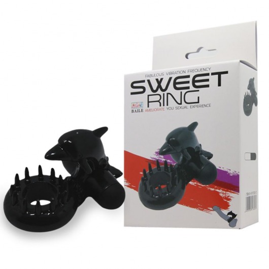Чёрное эрекционное виброкольцо Sweet Ring с дельфинчиком - Baile - в Кисловодске купить с доставкой