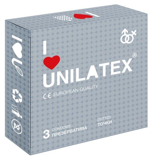 Презервативы с точками Unilatex Dotted - 3 шт. - Unilatex - купить с доставкой в Кисловодске