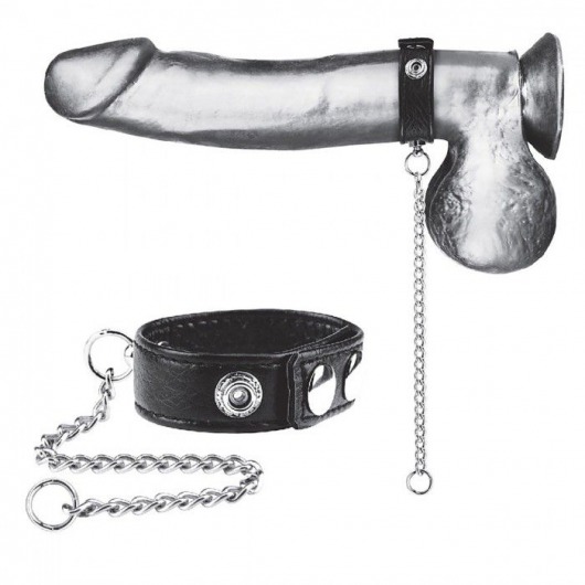 Утяжка на пенис с поводком Snap Cock Ring With 12  Leash - BlueLine - купить с доставкой в Кисловодске