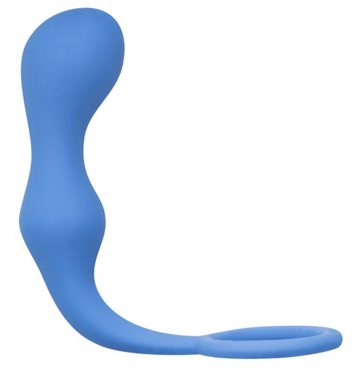 Синее эрекционное кольцо с анальной пробкой Double Pleasure Anal Plug - Lola Games - в Кисловодске купить с доставкой