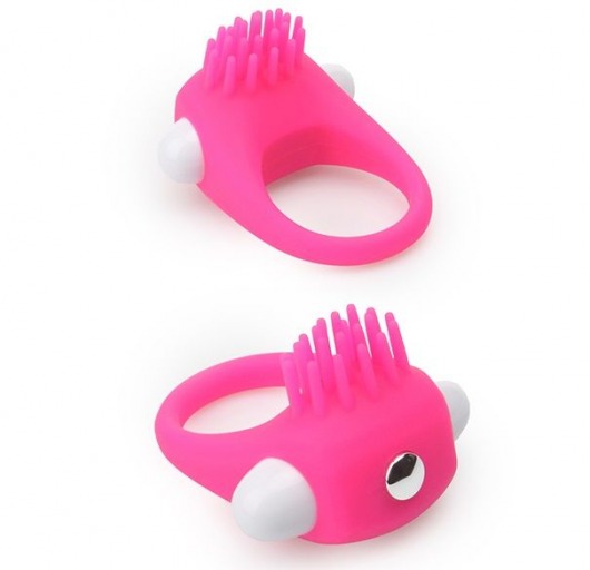 Розовое эрекционное кольцо с щеточкой LIT-UP SILICONE STIMU RING 5 - Dream Toys - в Кисловодске купить с доставкой