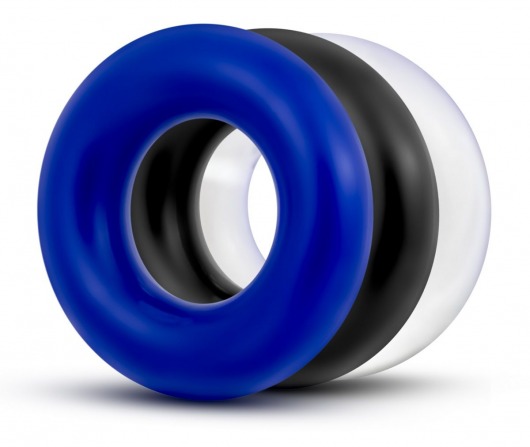 Набор из 3 разноцветных колец Stay Hard Donut Rings - Blush Novelties - в Кисловодске купить с доставкой