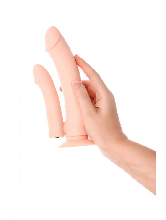 Двойной фаллоимитатор с присоской и съемной вибропулей - 19 см. - A-toys