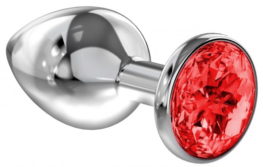 Большая серебристая анальная пробка Diamond Red Sparkle Large с красным кристаллом - 8 см. - Lola Games - купить с доставкой в Кисловодске