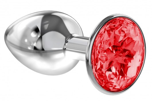 Малая серебристая анальная пробка Diamond Red Sparkle Small с красным кристаллом - 7 см. - Lola Games - купить с доставкой в Кисловодске