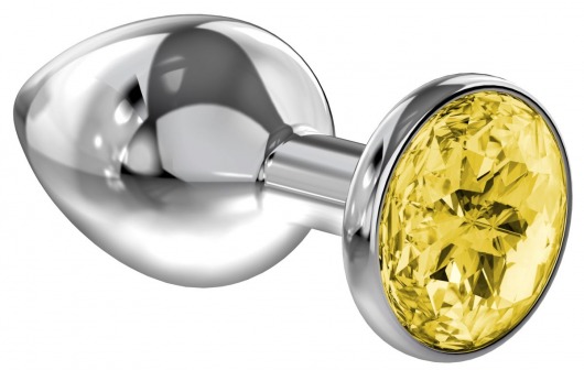 Большая серебристая анальная пробка Diamond Yellow Sparkle Large с жёлтым кристаллом - 8 см. - Lola Games - купить с доставкой в Кисловодске