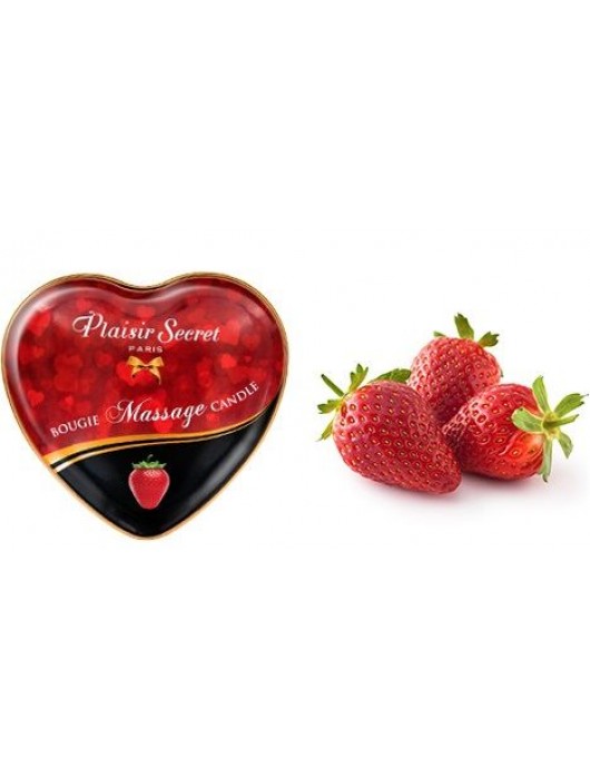 Массажная свеча с ароматом клубники Bougie Massage Candle - 35 мл. - Plaisir Secret - купить с доставкой в Кисловодске