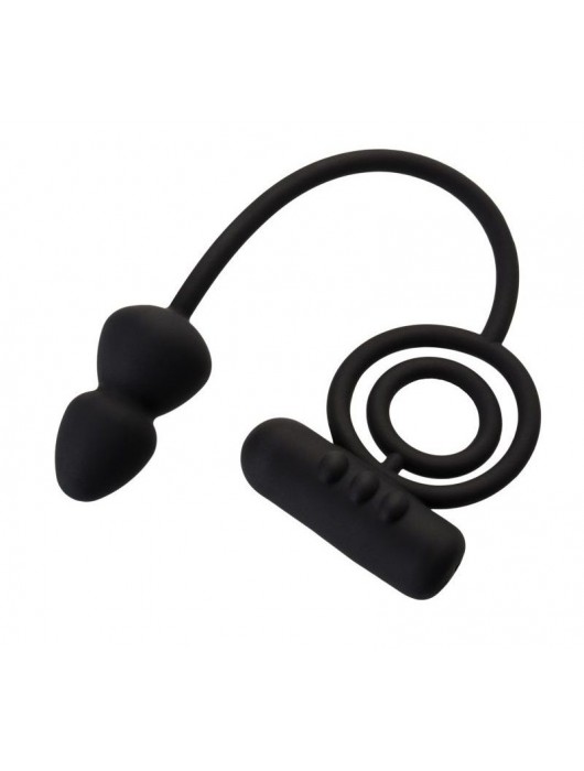 Чёрное эрекционное кольцо с вибропулькой и анальным хвостом - Erotist Adult Toys - в Кисловодске купить с доставкой