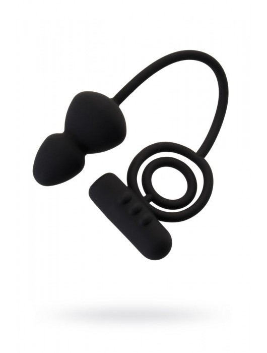 Чёрное эрекционное кольцо с вибростимулятором и анальным хвостом - Erotist Adult Toys - в Кисловодске купить с доставкой