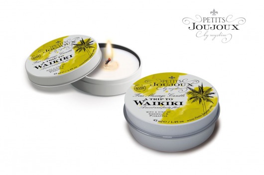 Массажная свеча Petits Joujoux Waikiki Beach с ароматом кокоса и ананаса - 33 гр. - MyStim - купить с доставкой в Кисловодске