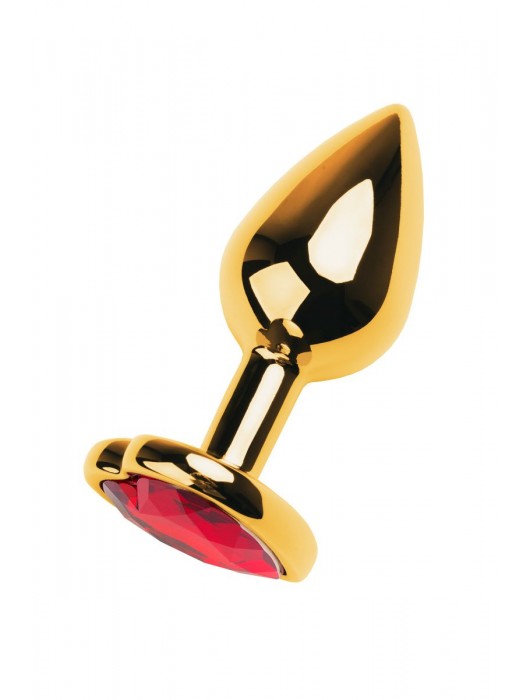 Золотистая анальная пробка с кристаллом-сердцем - 7,5 см. - ToyFa - купить с доставкой в Кисловодске