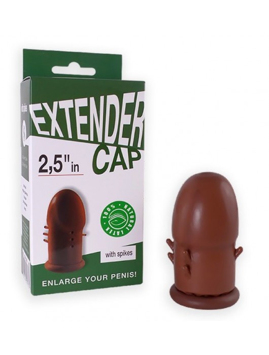 Коричневый латексный удлинитель пениса 2.5 in с шипиками - Sitabella - в Кисловодске купить с доставкой