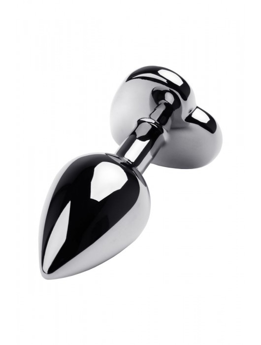 Серебристая анальная пробка с прозрачным кристаллом-сердцем - 8 см. - ToyFa - купить с доставкой в Кисловодске