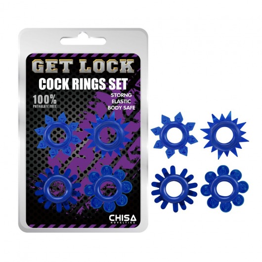 Набор из 4 синих колец Get Lock - Chisa - в Кисловодске купить с доставкой