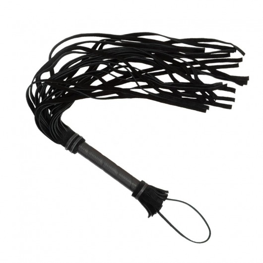 Чёрная плеть с кожаной рукоятью - 65 см. - Sitabella - купить с доставкой в Кисловодске