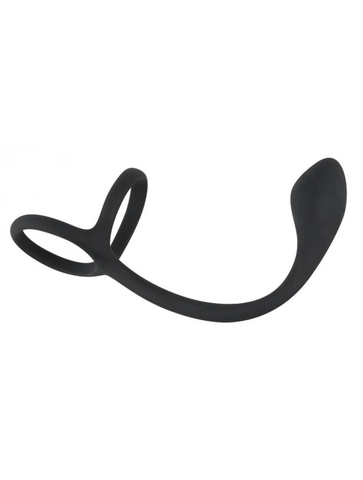 Эрекционное кольцо с утяжкой на мошонку и анальным плаг Black Velvets - Orion - в Кисловодске купить с доставкой