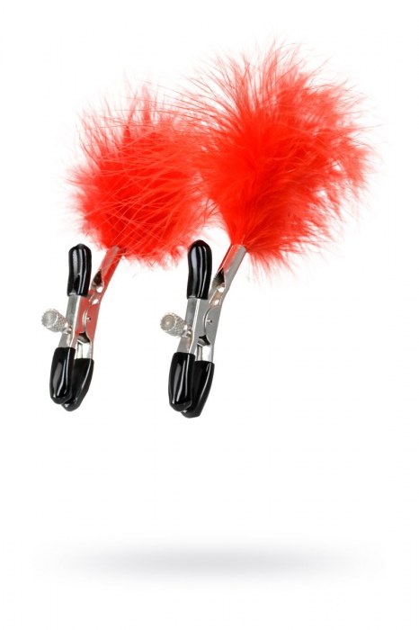 Зажимы для сосков с красным пухом Theatre - ToyFa - купить с доставкой в Кисловодске
