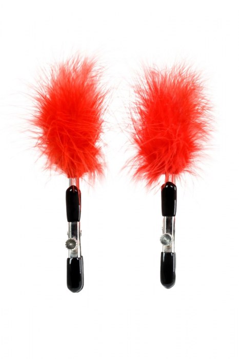 Зажимы для сосков с красным пухом Theatre - ToyFa - купить с доставкой в Кисловодске