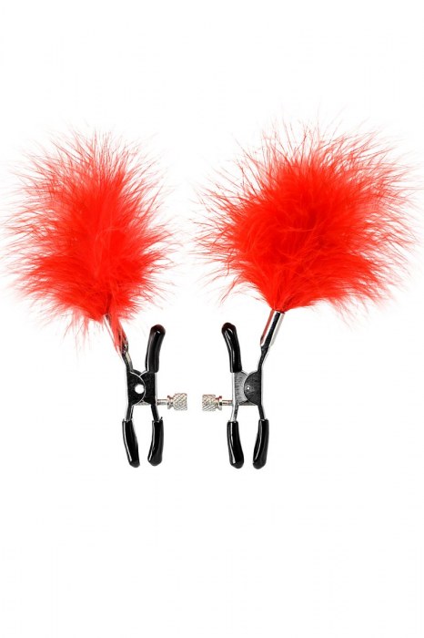 Зажимы для сосков с красным пухом Theatre - ToyFa - купить с доставкой в Кисловодске