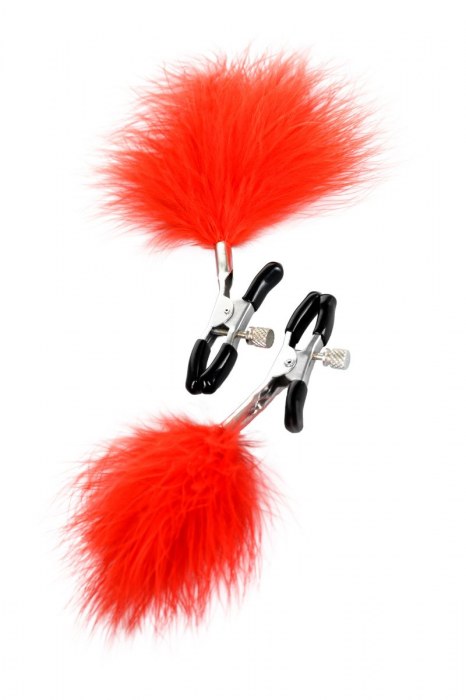 Зажимы для сосков с красным пухом Theatre - ToyFa - купить с доставкой в Кисловодске