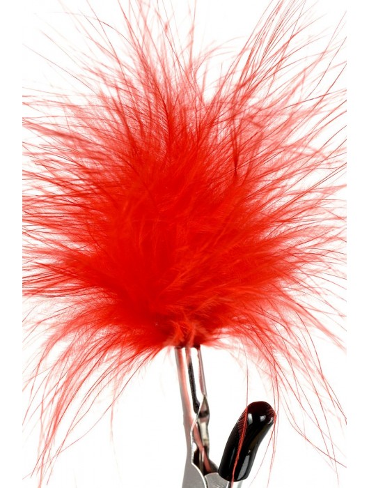 Зажимы для сосков с красным пухом Theatre - ToyFa - купить с доставкой в Кисловодске