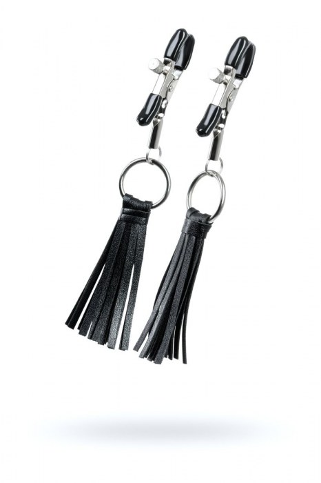 Черно-серебристые зажимы для сосков Theatre с кисточками - ToyFa - купить с доставкой в Кисловодске