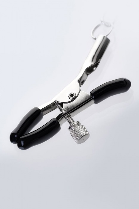 Серебристо-чёрные зажимы для сосков с кольцом для пениса TOYFA Metal - ToyFa - купить с доставкой в Кисловодске